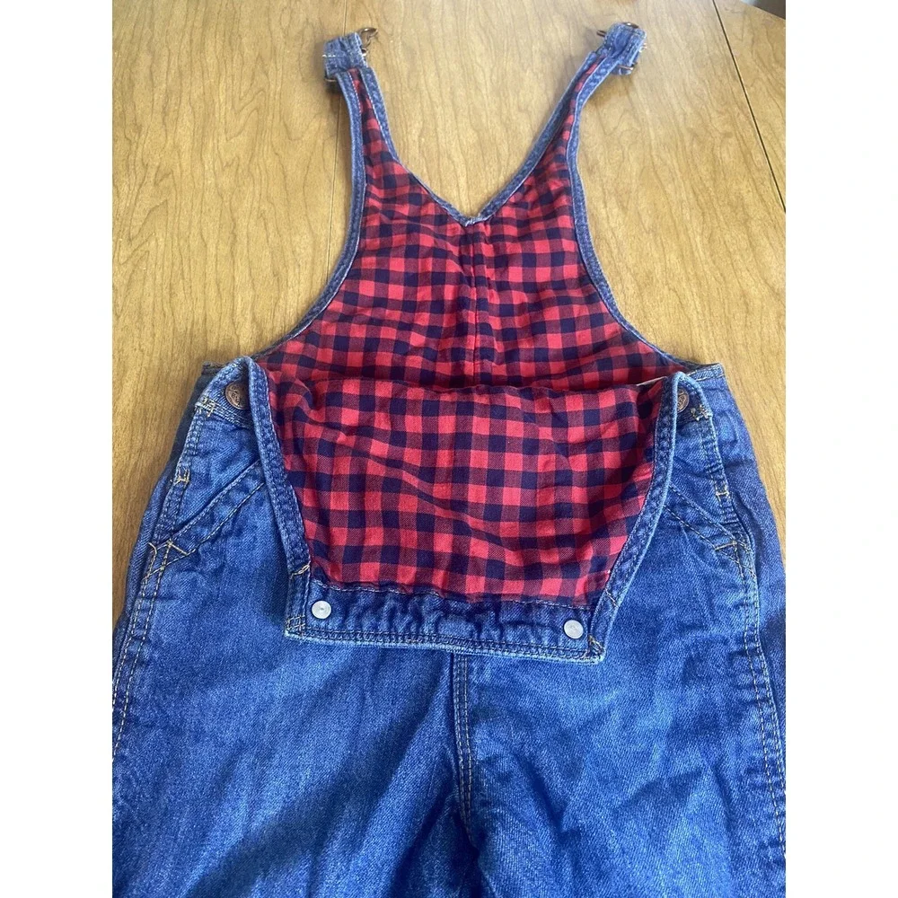 Osh Kosh B Gosh‎ Vestbak 3T Lined Red Black Checkered Jean Overalls D